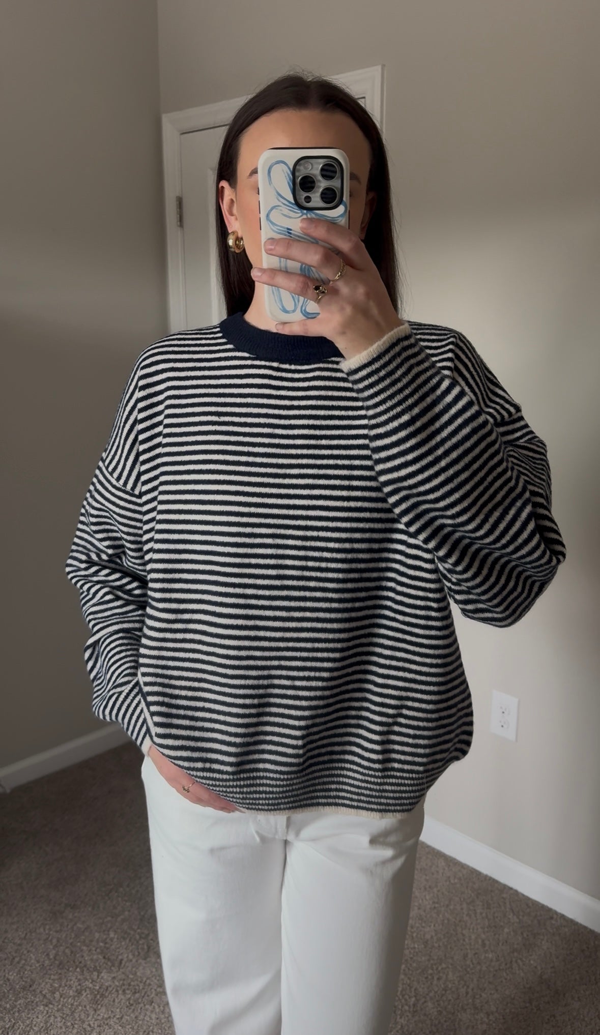 Brandy Striped Sweater - Navy