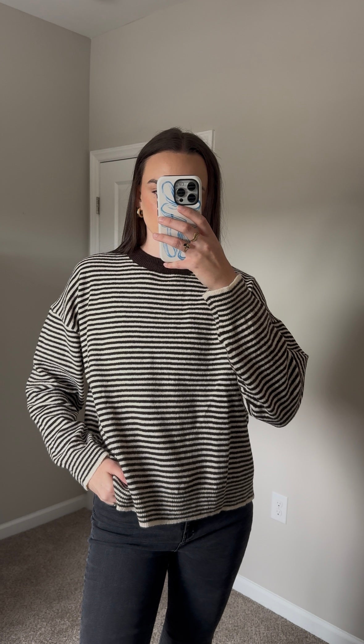 Brandy Striped Sweater - Brown