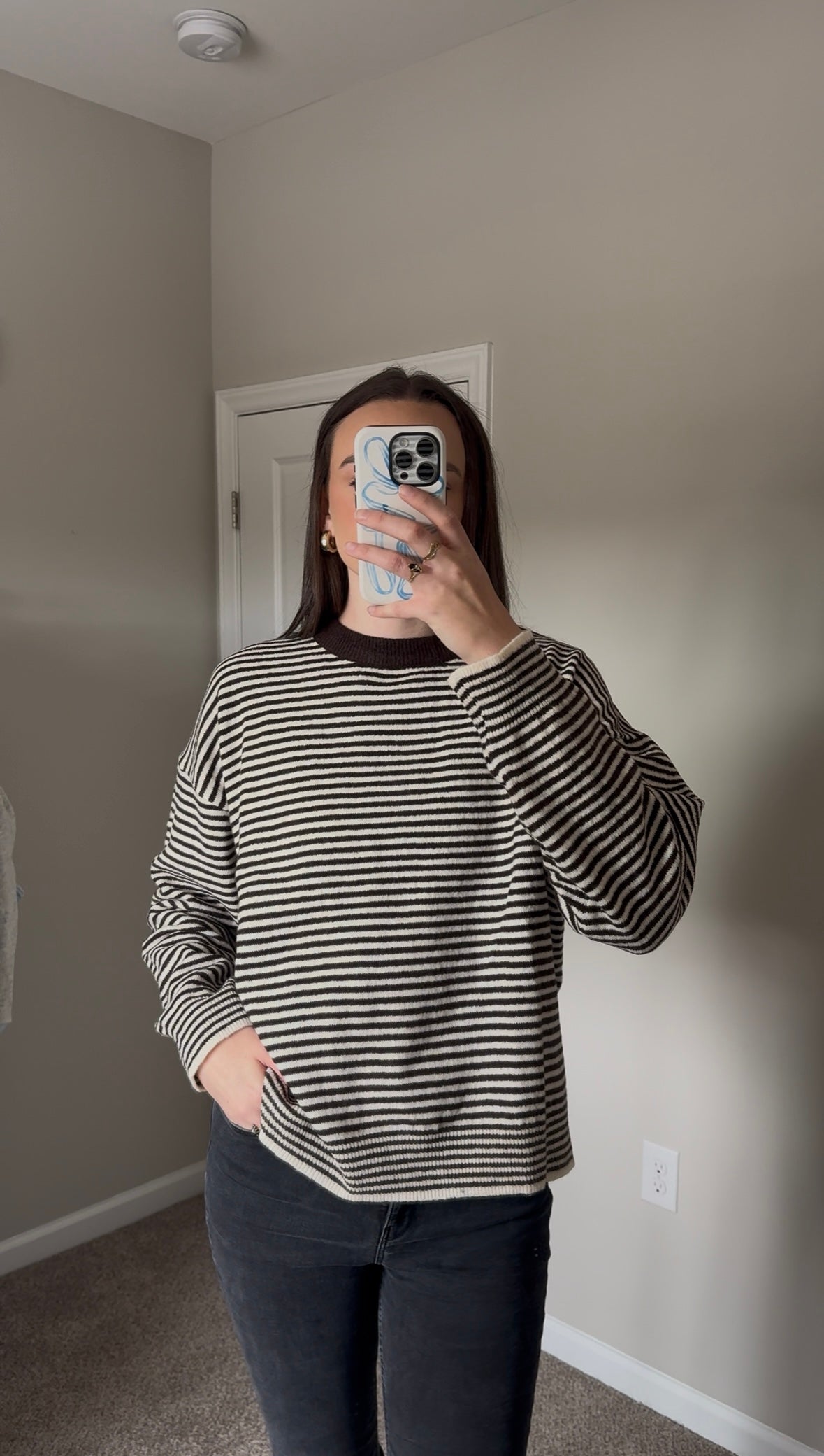 Brandy Striped Sweater - Brown