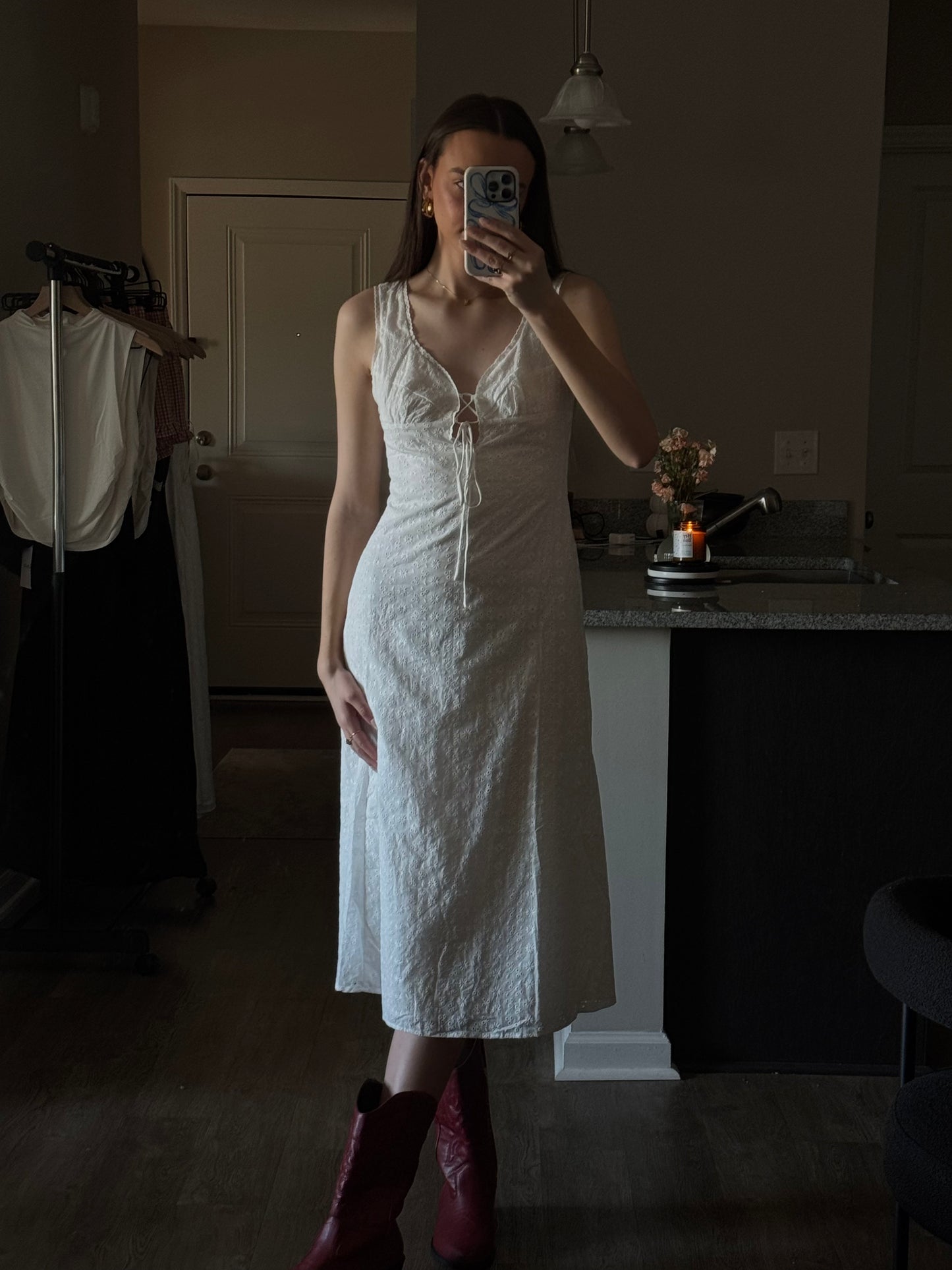 Hazel Eyelet Midi Dress