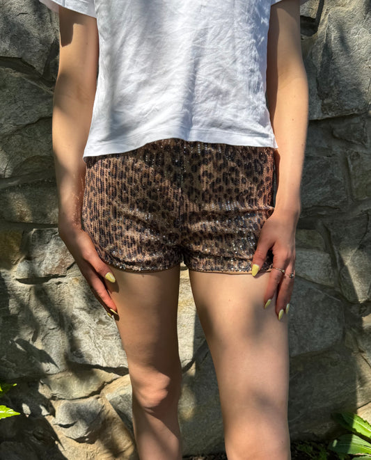 Sequin Cheetah Shorts