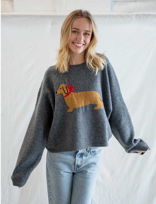 Dachshund Sweater- Charcoal